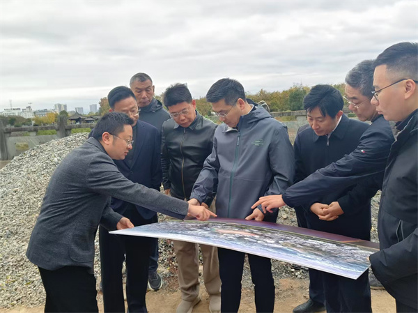 11月17日，王县长调研富丰新城路网、万年桥滨江路项目，鲍董、余总、张总陪同调研1。.jpg